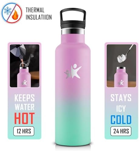 KollyKolla Edelstahl Trinkflasche 1L – Auslaufsichere, BPA-freie Thermoskanne mit Strohhalm für Sport & Reisen