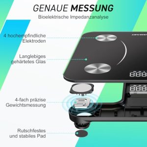 INSMART Bluetooth Personenwaage Digital – Präzise Körperfettwaage für Fitness Tracking zu Hause!