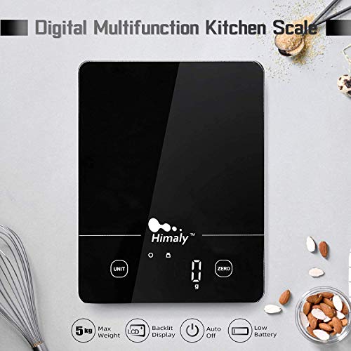 Himaly 5KG Digitale Küchenwaage aus Edelstahl mit Abnehmbarer Schüssel für Backen und Kochen, Tara-Funktion und LCD-Disp