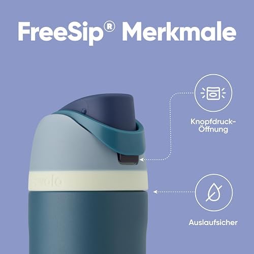 Owala FreeSip 710 ml Edelstahl Trinkflasche mit Strohhalm – BPA-frei für Sport, Fitness und Reisen, Foggy Tide