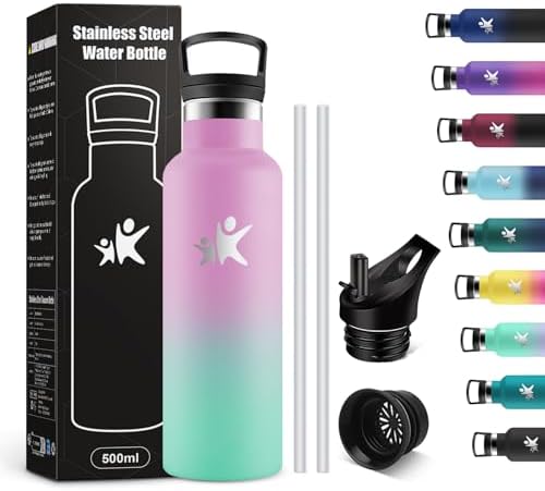 KollyKolla Edelstahl Trinkflasche 1L – Auslaufsichere, BPA-freie Thermoskanne mit Strohhalm für Sport & Reisen
