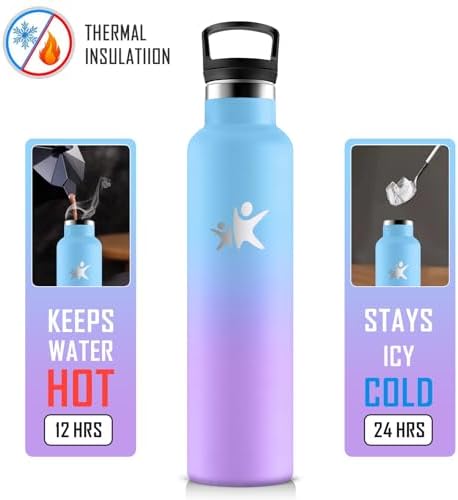 KollyKolla Edelstahl Trinkflasche 1L – Auslaufsichere, BPA-freie Thermoskanne mit Strohhalm für Sport & Reisen