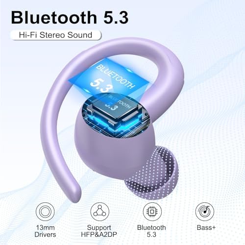 Sportliche Bluetooth Kopfhörer - Kabellos mit 5.3, ENC Mikrofon, 48Std Tiefbass und IPX7 Wasserfest!