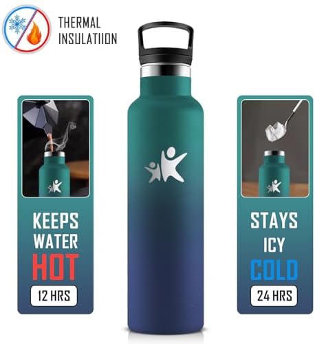 KollyKolla Edelstahl Trinkflasche 1L – Auslaufsichere, BPA-freie Thermoskanne mit Strohhalm für Sport & Reisen