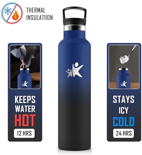 KollyKolla Edelstahl Trinkflasche 1L – Auslaufsichere, BPA-freie Thermoskanne mit Strohhalm für Sport & Reisen