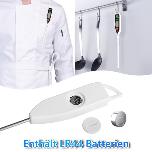 BOMATA IPX7 Wasserdichtes Lebensmittelthermometer für Kochen und Grillen – Sofort ablesbar mit langer Sonde!