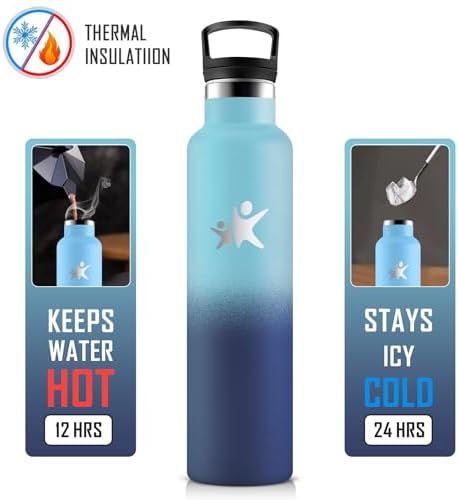 KollyKolla Edelstahl Trinkflasche 1L – Auslaufsichere, BPA-freie Thermoskanne mit Strohhalm für Sport & Reisen
