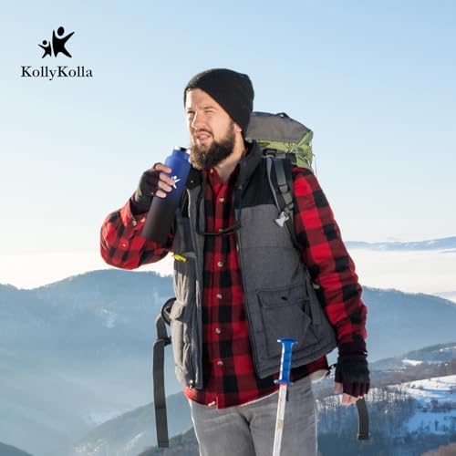 KollyKolla Edelstahl Trinkflasche 1L – Auslaufsichere, BPA-freie Thermoskanne mit Strohhalm für Sport & Reisen