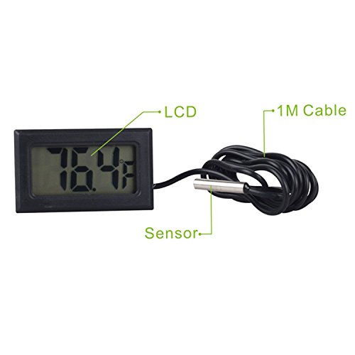 ARCELI Digitales LCD-Thermometer mit externer Sonde – Temperaturüberwachung für Kühlschrank, Gefrierschrank & Aquarium -