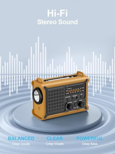 ROCAM Notfallradio 12000mAh - Tragbares Kurbelradio mit Solarpanel & LED für Camping & Notfälle