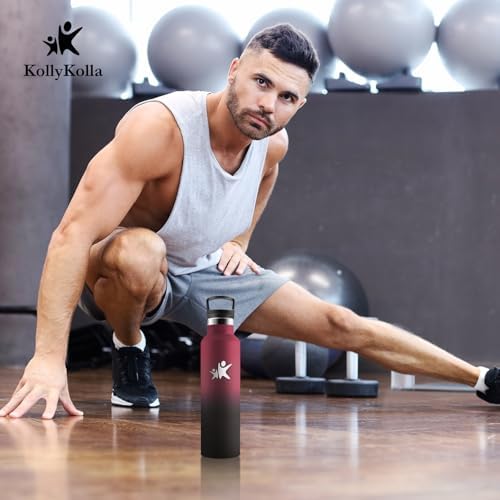 KollyKolla Edelstahl Trinkflasche 1L – Auslaufsichere, BPA-freie Thermoskanne mit Strohhalm für Sport & Reisen
