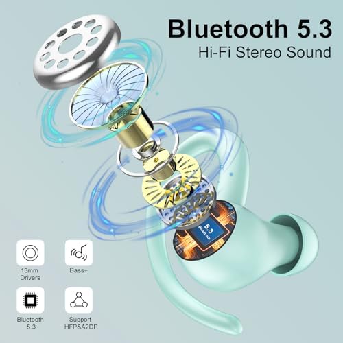 Sportliche Bluetooth Kopfhörer - Kabellos mit 5.3, ENC Mikrofon, 48Std Tiefbass und IPX7 Wasserfest!