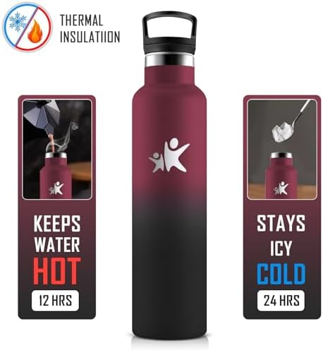 KollyKolla Edelstahl Trinkflasche 1L – Auslaufsichere, BPA-freie Thermoskanne mit Strohhalm für Sport & Reisen