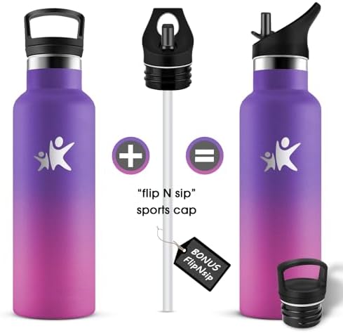 KollyKolla Edelstahl Trinkflasche 1L – Auslaufsichere, BPA-freie Thermoskanne mit Strohhalm für Sport & Reisen