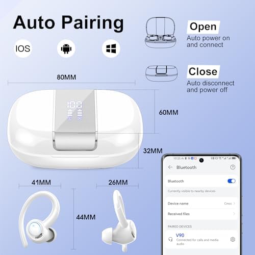 Sportliche Bluetooth Kopfhörer - Kabellos mit 5.3, ENC Mikrofon, 48Std Tiefbass und IPX7 Wasserfest!