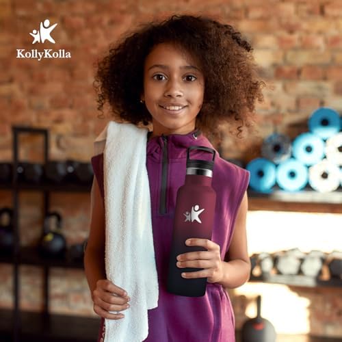 KollyKolla Edelstahl Trinkflasche 1L – Auslaufsichere, BPA-freie Thermoskanne mit Strohhalm für Sport & Reisen