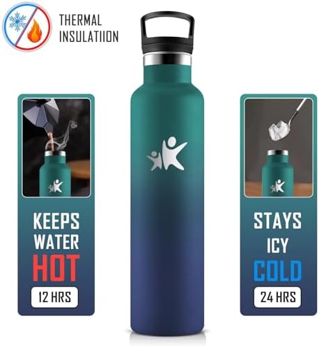 KollyKolla Edelstahl Trinkflasche 1L – Auslaufsichere, BPA-freie Thermoskanne mit Strohhalm für Sport & Reisen