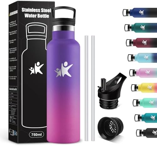 KollyKolla Edelstahl Trinkflasche 1L – Auslaufsichere, BPA-freie Thermoskanne mit Strohhalm für Sport & Reisen