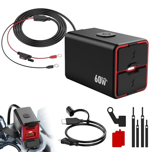 60W Motorrad USB Steckdose 12V - IPX6 wasserdicht, QC |0 & PD |0 für sicheres Laden unterwegs