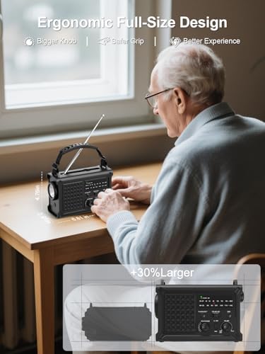 ROCAM Notfallradio 12000mAh - Tragbares Kurbelradio mit Solarpanel & LED für Camping & Notfälle