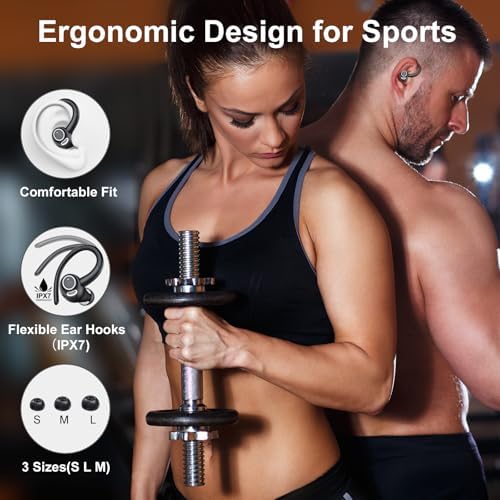 Sportliche Bluetooth Kopfhörer - Kabellos mit 5.3, ENC Mikrofon, 48Std Tiefbass und IPX7 Wasserfest!