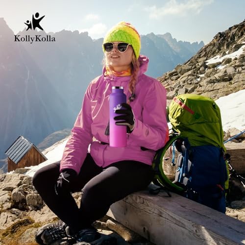 KollyKolla Edelstahl Trinkflasche 1L – Auslaufsichere, BPA-freie Thermoskanne mit Strohhalm für Sport & Reisen