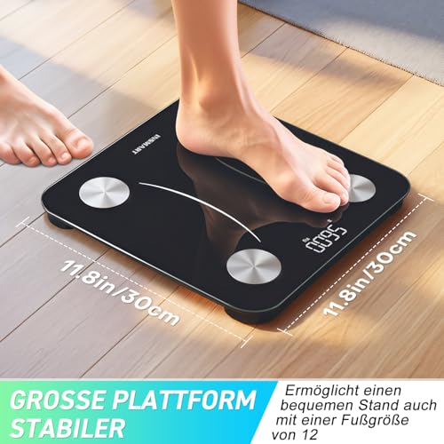 INSMART Bluetooth Personenwaage Digital – Präzise Körperfettwaage für Fitness Tracking zu Hause!