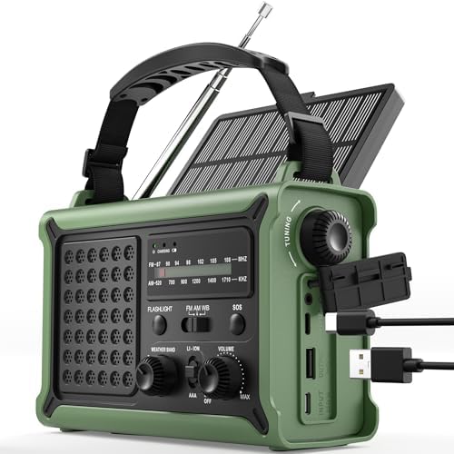 ROCAM Notfallradio 12000mAh - Tragbares Kurbelradio mit Solarpanel & LED für Camping & Notfälle
