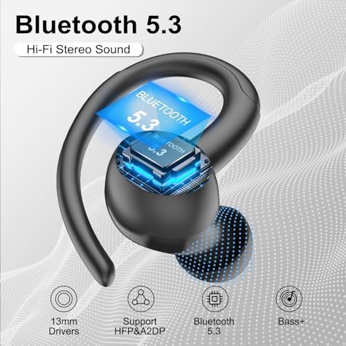 Sportliche Bluetooth Kopfhörer - Kabellos mit 5.3, ENC Mikrofon, 48Std Tiefbass und IPX7 Wasserfest!