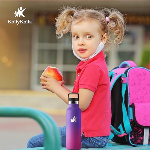 KollyKolla Edelstahl Trinkflasche 1L – Auslaufsichere, BPA-freie Thermoskanne mit Strohhalm für Sport & Reisen