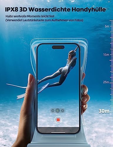 Lamicall Wasserdichte Handyhülle - IPX8 Unterwasser Tasche für Schwimmen, 2 Stück für iPhone & Samsung bis 7 Zoll