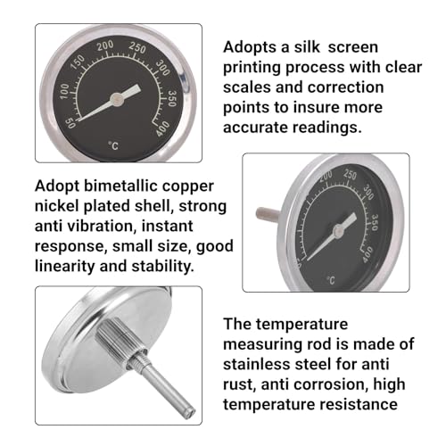 Edelstahl Grillthermometer – Präzises Zifferblatt & Zeiger für optimale Grillresultate 50-400 ℃