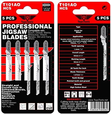 15 x TopsTools T101AO Stichsägeblätter für präzise Schnittführung – kompatibel mit Bosch, Dewalt, Makita & mehr