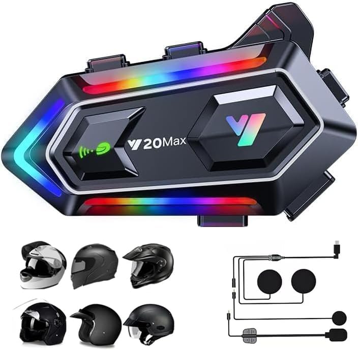Motorradhelm Lautsprecher Bluetooth Headset – Wasserdichtes Hi-Fi Kommunikationssystem für alle Helme mit 1000 mAh Akku