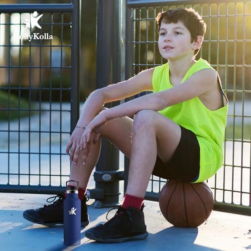 KollyKolla Edelstahl Trinkflasche 1L – Auslaufsichere, BPA-freie Thermoskanne mit Strohhalm für Sport & Reisen