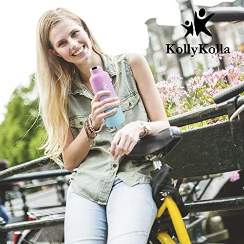 KollyKolla Edelstahl Trinkflasche 1L – Auslaufsichere, BPA-freie Thermoskanne mit Strohhalm für Sport & Reisen
