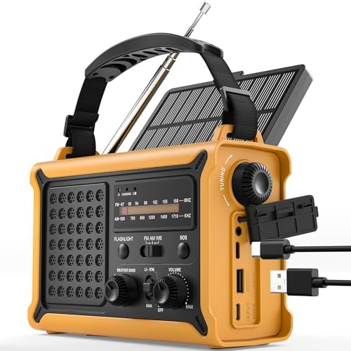 ROCAM Notfallradio 12000mAh - Tragbares Kurbelradio mit Solarpanel & LED für Camping & Notfälle