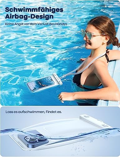 Lamicall Wasserdichte Handyhülle - IPX8 Unterwasser Tasche für Schwimmen, 2 Stück für iPhone & Samsung bis 7 Zoll
