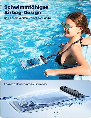 Lamicall Wasserdichte Handyhülle - IPX8 Unterwasser Tasche für Schwimmen, 2 Stück für iPhone & Samsung bis 7 Zoll