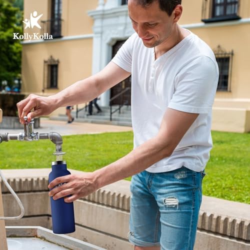 KollyKolla Edelstahl Trinkflasche 1L – Auslaufsichere, BPA-freie Thermoskanne mit Strohhalm für Sport & Reisen