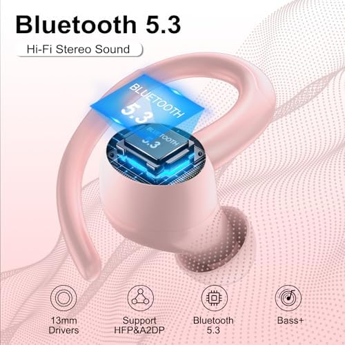 Sportliche Bluetooth Kopfhörer - Kabellos mit 5.3, ENC Mikrofon, 48Std Tiefbass und IPX7 Wasserfest!