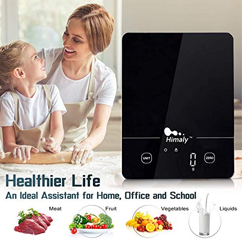 Himaly 5KG Digitale Küchenwaage aus Edelstahl mit Abnehmbarer Schüssel für Backen und Kochen, Tara-Funktion und LCD-Disp