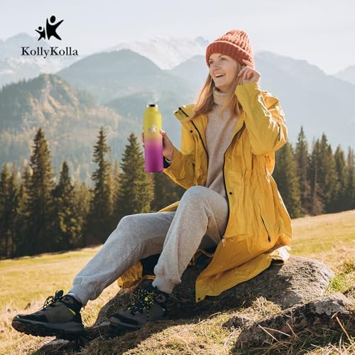 KollyKolla Edelstahl Trinkflasche 1L – Auslaufsichere, BPA-freie Thermoskanne mit Strohhalm für Sport & Reisen