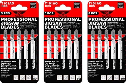 15 x TopsTools T101AO Stichsägeblätter für präzise Schnittführung – kompatibel mit Bosch, Dewalt, Makita & mehr