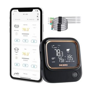 Inkbird IBT-26S Fleischthermometer mit Bluetooth 5.1, 4 Fühlern & Magnet-Halterung für Grill & BBQ