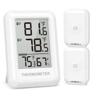Kabelloses Thermometer von für innen & außen, 2 Sender bis 100 m, Max/Min-Anzeige, ideal für Babyzimmer & Garten