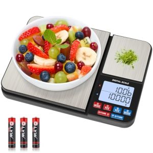 Diyife Digitale Küchenwaage mit 2 Plattformen, 10kg/1g & 500g/0.01g, für präzises Kochen und Backen, inkl. Batterien